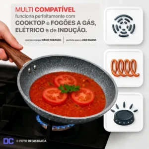Panela Frigideira Indução E Gás Antiaderente De Cerâmica 24cm Luxo Sem Tampa Premium Care Cor Grafite Marca Dc - Imagem 2
