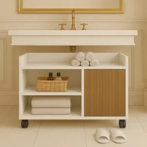 Organizador Gabinete Para Banheiro Lavabo Com Rodízio Gaveta - Imagem 5