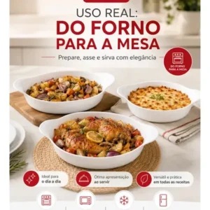 Marinex Conjunto de Assadeiras Oval Opaline 3 Peças Branco - Imagem 6