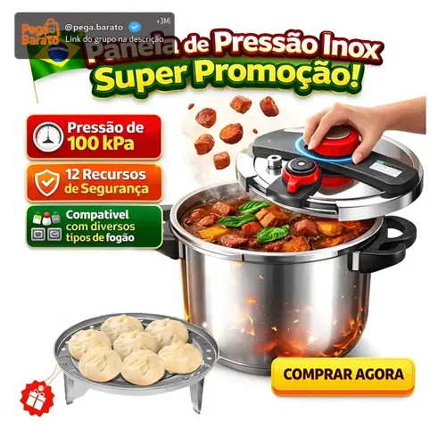 Panela De Pressão Em Aço Inoxidável Com Três Configurações6l