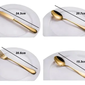 Kit 24 Faqueiro Dourado Talheres Luxo Premium Com Maleta - Imagem 7