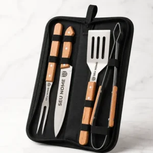 Kit Churrasco 4 Em 1 Personalizado Faca Pegador Logo Brinde - Imagem 11