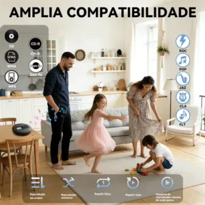 Leitor De Cd Portátil Bluetooth Suporta Cd/cd-rw/wma/mp3 - Imagem 5