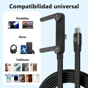 Cabo USB-C para USB-C de 240W com Suporte Dobrável e Carga Rápida de 1.5m - Imagem 9