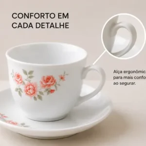 Jogo De Xicaras E Pires Vidro Café Chá 12 Peças 220ml - Imagem 8