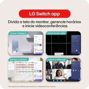 Monitor LG LED Home & Office 20U401A-B Tela 20” HD+, LG Switch, Modo leitura e Flicker Safe, HDMI, VGA, 2ms (GtG), 75Hz, Black Stabilizer, Dynamic Action Sync, Crosshair, saída fone de ouvido - Imagem 3