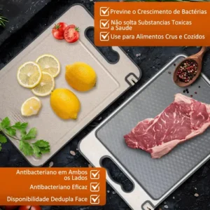 Tabua De Corte Para Cozinha Dupla Face Corte Inox E Palha - Imagem 9