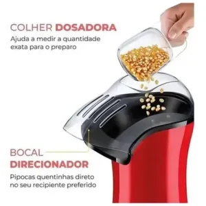 Pipoqueira Elétrica Gourmet Saudável Sem Óleo 1200w Vermelha - Imagem 3