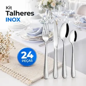 Jogo De Talheres Faqueiro Luxo Em Aço Inox 24 Peças Prateado - Imagem 6