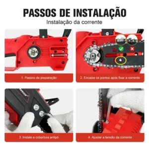 Motosserra Elétrica Brushless 16 Polegadas 2 Bateria 1600w - Imagem 10