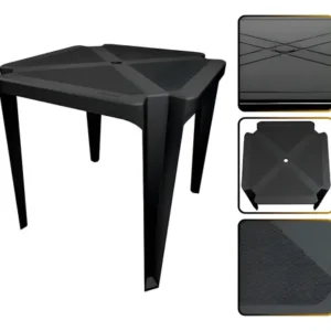 Jr Plasticos Kit Mesa Plástico Quadrada Preta com 4 Cadeiras Bistrô 70cm - Imagem 7