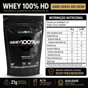 Whey 100% HD Black Skull Refil 900g Cookies - Imagem 5