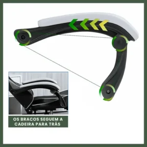 Cadeira De Escritório Gamer Nitro Ergonômica Estofado Couro Sintético Reclinável Altura Ajustável Apoio Para Pés Cor Branco Luvinco - Imagem 8