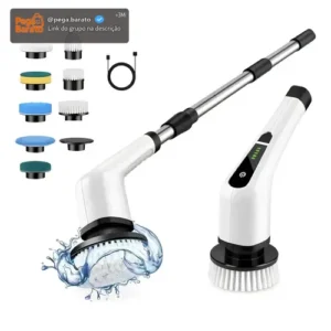 Esfregão Mop 9 Em 1 Escova De Limpeza Elétrica Multiuso Rotatória Magica Limpa Canto Friso Banheiro Cozinhha Bivolt - Imagem 1