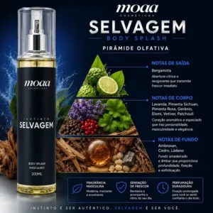 Kit 2 Body Splash Masculino Selvagem 200ml - Perfume Versátil - Imagem 3