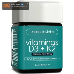 VITAMINA D3 + K2 Menaquinona-7 - Fórmula com Máxima Concentração e Biodisponibilidade - 60 Cápsulas - Imagem 1