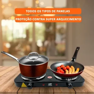 Fogão de Mesa Elétrico INMA de 2 Bocas para Camping e Viagem, em Inox - Imagem 8