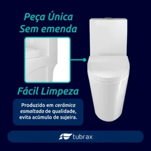 Vaso Sanitário Tubrax Monobloco VAB0002 Caixa Acoplada Completo Privada Cor Branco - Imagem 4