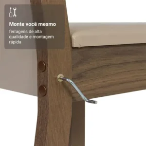 Sala De Jantar Mesa Tampo De Vidro 4 Cadeiras Tifani Madesa Cor Rustic/Crema/Sintético Bege XMMDJA040165 - Imagem 6