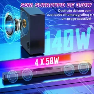Caixa De Som Tv Sound Bar Subwoofer Home Theater 340W Gaonas Blutooth 5.3 2.1 Sem Fio Soundbar Barra De Som Cinema Para Smart Tvs, Graves Profundos E Aumento De Volume Com 3 Modos - Imagem 4