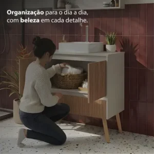 Gabinete P/ Banheiro Suspensa Com Cuba Apoio Branca - Imagem 6