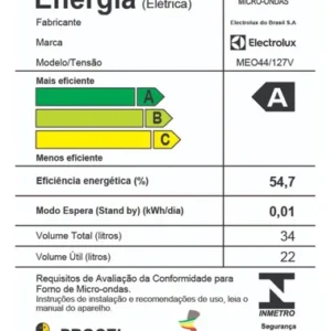 Micro-ondas Electrolux de bancada Branco com Função Tira Odor e Manter Aquecido 34L MEO44 - Imagem 10