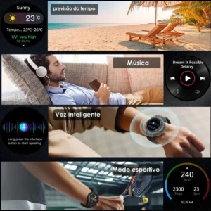Relógio Smartwatch Aurafit Trek1 Com Gps À Prova D'água 5atm - Imagem 9