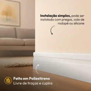 Kit 5 Barras 2m Rodape Poliestireno Frisado 10cm Altura Alut - Imagem 5