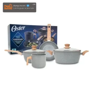 Jogo de Panelas Oster Marble Edition com 4 Peças de Cerâmica Antiaderente para Indução - Imagem 1