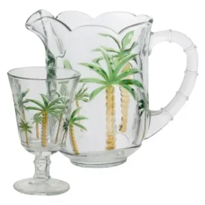 Conjunto 7 Peças Jarra de 1,3L Com 6 Taças de 240 ml Água Suco Cristal Palm Hand Painting Lyor - Imagem 6