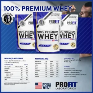 Whey Protein 100% Concentrado Premium 840g Profit Sabor Baunilha - Imagem 6