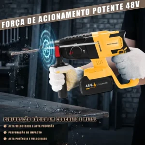 Martelete Perfurador Rompedor Rotativo 2 Baterias Profission - Imagem 7