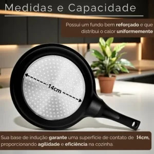 Frigideira Antiaderente Cerâmica 20cm Aristus Tampa Com Borda De Silicone Cabo Antitérmico Compatível Com Fogão A Gás E Indução Revestimento Premium Linha Luxury Induction - All Black - Imagem 3