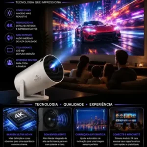Projetor Smart Portátil Full Hd 4k Android 11 Wi-fi Bluetooth Mini Projetor Home Theater Cinema Em Casa Imagem Nítida Som Potente Compatível Com Diversos Dispositivos - Imagem 5