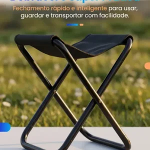 Mini Cadeira Dobrável Portátil Banco Pesca Camping Fila Resistente Banqueta Sólar - Imagem 3