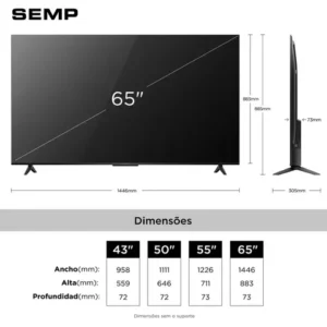 Smart Tv Led Hva 65 Android Tv Uhd 4k Semp 65s62 Google Tv Bluetooth - Imagem 3