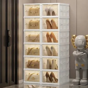 Sapateira Vertical Empilhável Caixa Sapato Tênis 6 Andares Cor Branco - Imagem 7