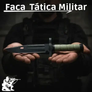 Faca Tática Sobrevivência Amolador Pederneira Apito Bainha Verde Militar Preto Outdoor Lâmina Serrilhada Trilha Pesca Caça Camping Aventura Corte Preciso Resistência Alta Durabilidade Uso Profissional - Imagem 8