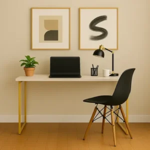 Escrivaninha Industrial 110cm Mesa Estudo Aparador Pés Aço - Imagem 2