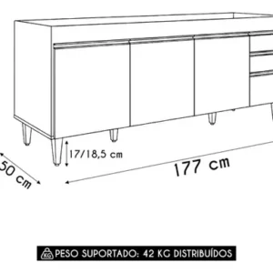 Balcão Gabinete Para Pia 180cm Sem Tampo Dallas Preto/cinza - Imagem 5