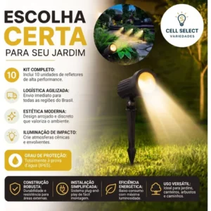 Kit 10 Luminária Espeto Jardim Super Led 7w Ip65 Prova Dágua - Imagem 7