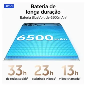 Smartphone Jovi Y21 5g 256gb, 4+4gb Ram, Câmera 50mp, Selfie 5mp, Mediatek D6300, Bateria 6500mah, Carregamento 44w - Azul - Imagem 3