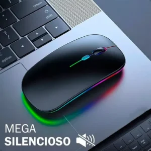 Mouse Sem Fio Recarregável Wireless Optico Led Rgb Ergonômico Sem Fio Para Pc Desktop Notebook Tablet Smartphone Homeroarte Preto - Imagem 8