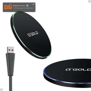 Carregador A'Gold Sem Fio 20W Magnético Indução Preto iPhone Samsung - Imagem 1