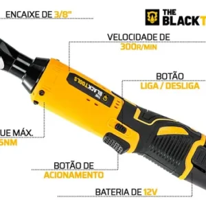 Chave Catraca A Bateria Sem Fio 12v 3/8 Pol 45 Nm BCC120 The Black Tools 110V/220V - Imagem 6