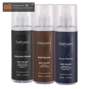 Kit 3 Body Splash Masculino Homme Desodorante Barbours 200ml - Imagem 1
