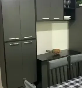 Cozinha Compacta Armário E Balcão Xangai Multimóveis Vm2840 Cor Preto/grafite - Imagem 9