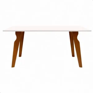 Mesa Jantar Bella Off White Mdf Com Pés De Madeira Moderna - Imagem 6