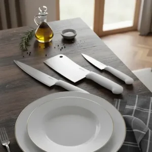 Kit 3 Facas Profissionais Peixeira 5 E 7 E Cutelo 6 Inox - Imagem 5