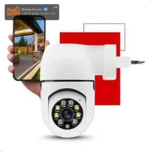 Câmera De Segurança Full Hd Visão Noturna Tomada 360° Wi-Fi Ip Monitoramento Interno Conexão Sem Fio Controle App Smartphone Vigilância Residencial Branca Nixzen - Imagem 1